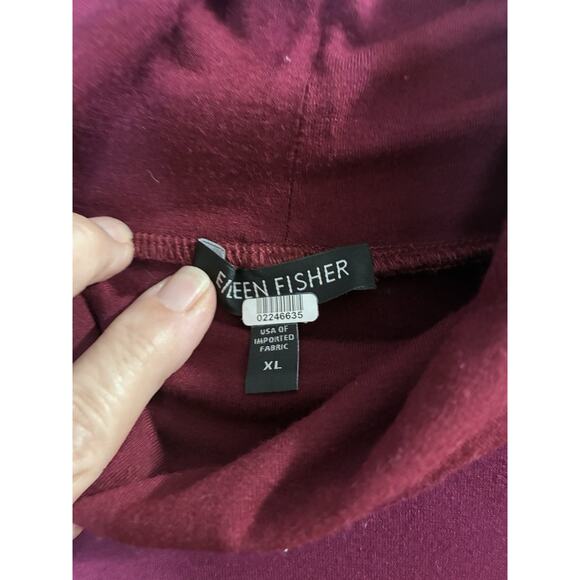 EILEEN FISHER Top Womens Sz XL Stretch Rayon Jersey Turtleneck Burgundy/Wine USA - Picture 2 of 6